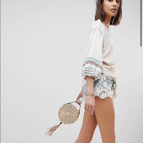 Free People Embroidered Bubble-Sleeve T-Shirt - Picture 2 of 6